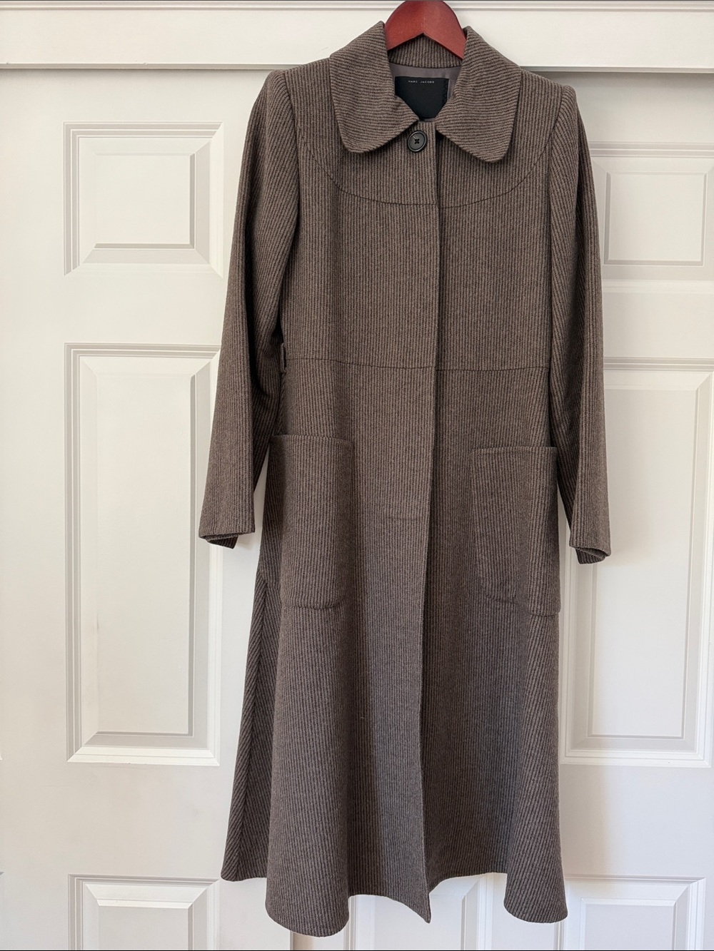 Marc Jacobs Women’s Taupe Long Knit Dress Coat